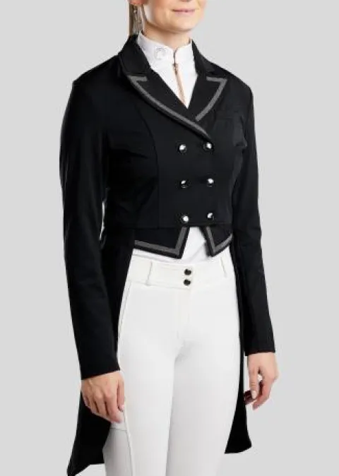 Clearance Frac long de dressage Gun Metal et Crystal - - Élégance et performance Femme Tenue De Concours Femme·Frac De Dressage|Tenue De Concours Homme·Frac De Dressage