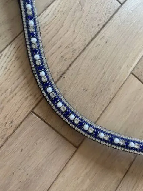 New Frontal à strass bleu et blanc Bridons Et Brides·Frontal