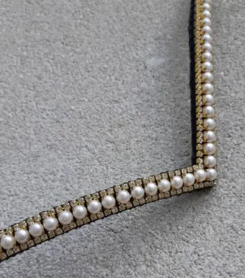 Outlet Frontal strass blanc et grosses perles - Strass Bridons Et Brides·Frontal