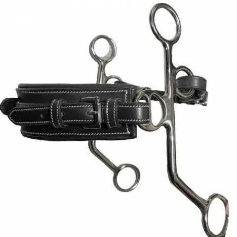 Hot Hackamore cuir branches longues nez rectangle - Jump'in - Cuir havane Mors Et Embouchures
