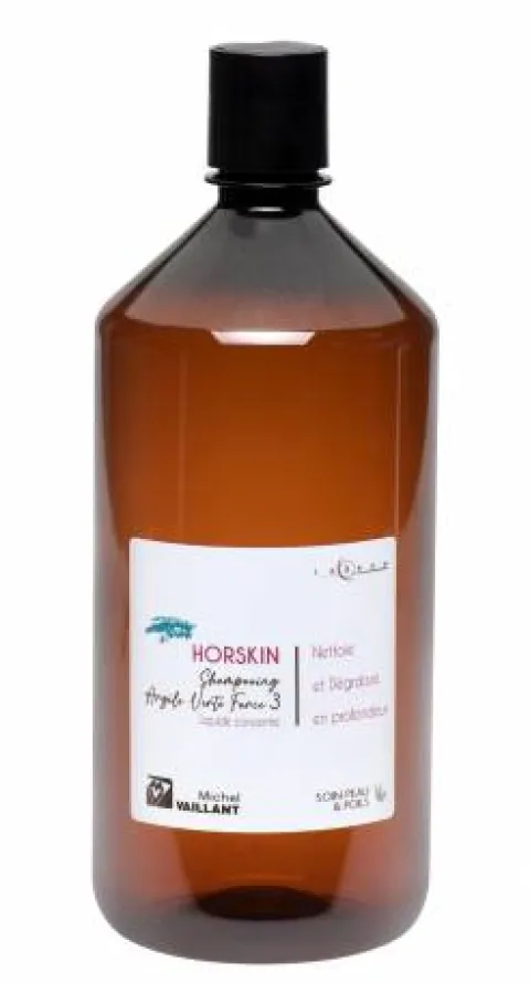 New Horskin Shampooing Liquide Concentré Argile Verte Force 3 Shampoings Pour Chevaux