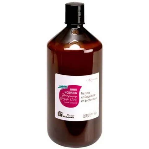 New Horskin Shampooing Liquide Concentré Argile Verte Force 3 Shampoings Pour Chevaux