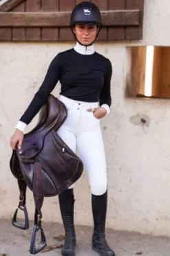New Polo concours manches longues Venusia noir Femme La Cavalière En Concours|La Femme En Concours