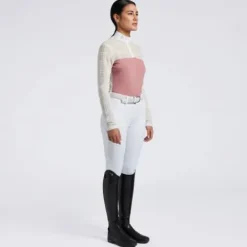 Polo de concours manches longues Sheer Jacquard - Femme La Cavalière En Concours|La Femme En Concours