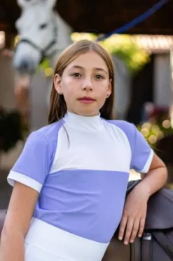 Best Polo de concours équestre BABY BLUE MESH KIDS - - Manches courtes Enfant Les Jeunes En Concours|Les Enfants En Concours