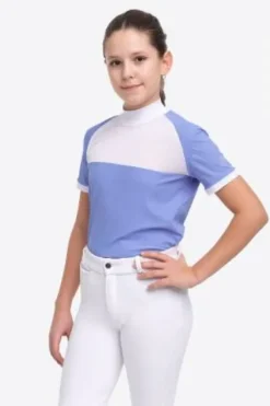 Best Polo de concours équestre BABY BLUE MESH KIDS - - Manches courtes Enfant Les Jeunes En Concours|Les Enfants En Concours