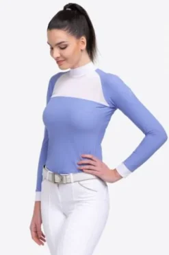 Sale Polo de concours équestre BABY BLUE MESH - - Manches longues Femme La Cavalière En Concours|La Femme En Concours