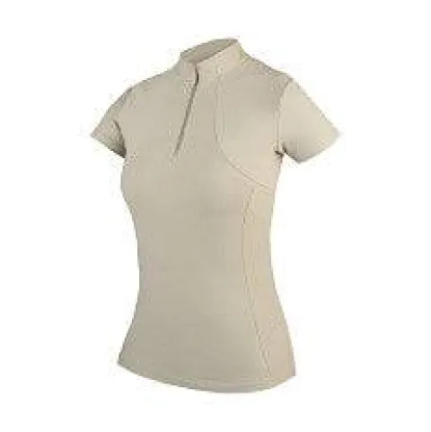 New Polo technique manches courtes zip paillettes - - Tissu respirant Femme Tenue D'Équitation Femme·Polos Et Chemises
