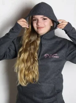 Discount Sweat à capuche Gris Adulte / Enfant Enfant Tenue D'Équitation Enfant·Sweat Shirt, Polaire Et Pull Enfant