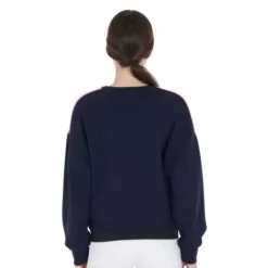 Clearance Sweat-shirt à col rond marine/fuchsia - Femme Tenue D'Équitation Femme·Sweat Shirt, Polaire Et Pull Femme