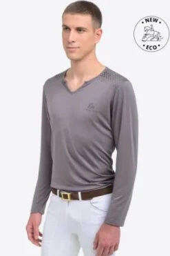 Clearance T-shirt à manches longues V-Neck - - Tissu technique Homme Tenue D'Équitation Homme·T-Shirts équitation Homme