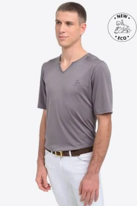 Sale T-shirt équitation manches courtes V-Neck - - Tissu technique Homme Tenue D'Équitation Homme·T-Shirts équitation Homme