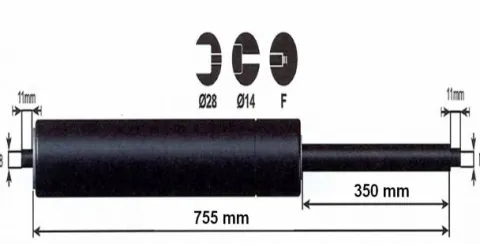 Best Vérin à gaz 1500n - entraixe 800mm Pièces Détachées Van Et Camion
