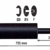 Clearance Vérin à gaz 1300n - entraixe 800mm Pièces Détachées Van Et Camion