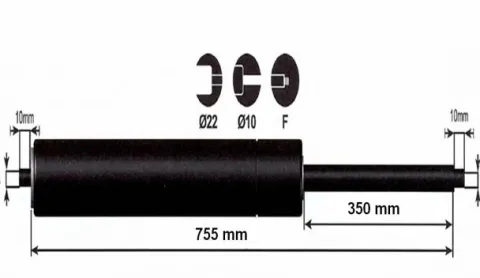 Best Vérin à gaz 800n - entraxe 800mm Pièces Détachées Van Et Camion